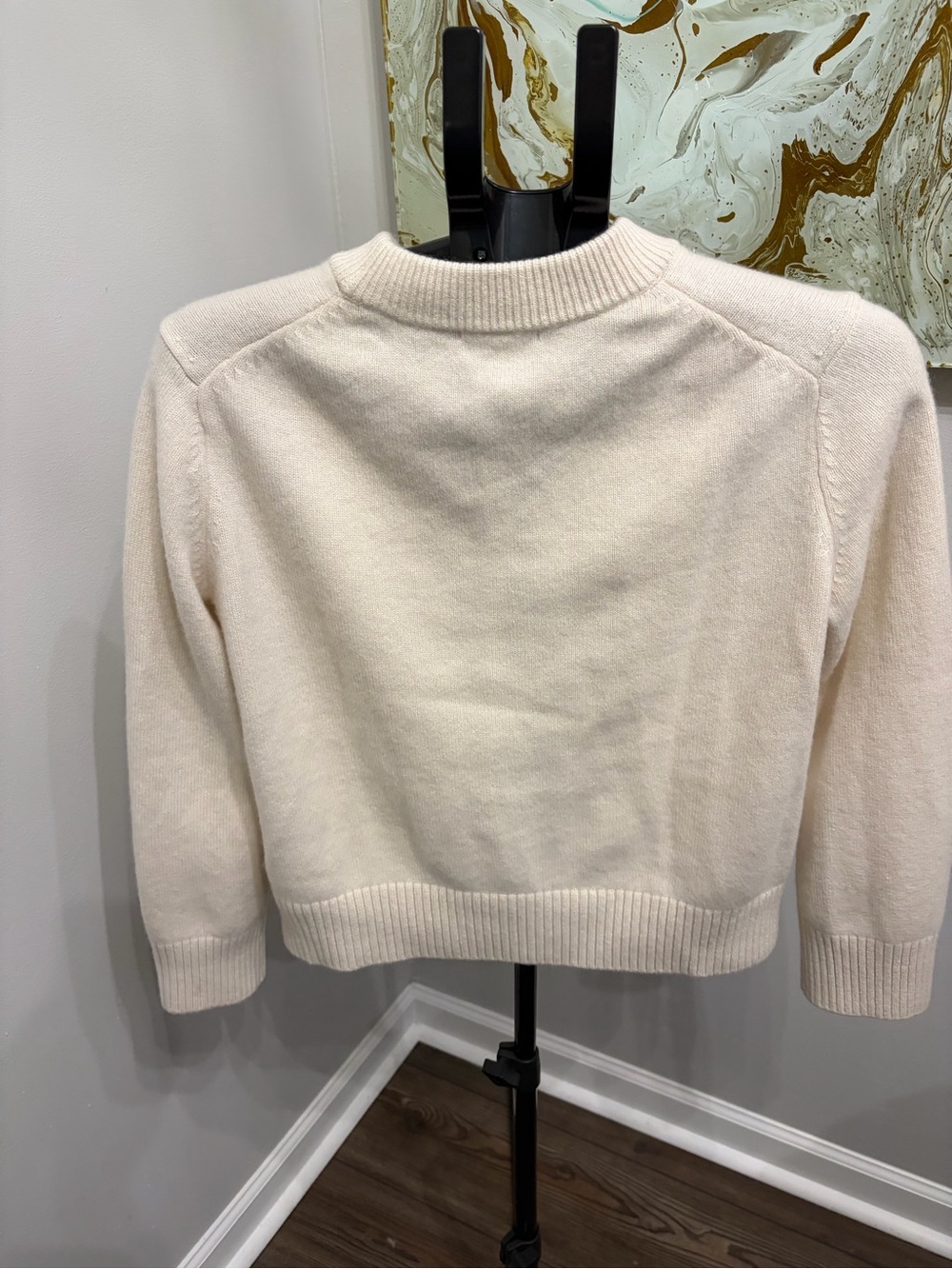Quince 100% Mongolian Cashmere Shrunken Crewneck Sweater Ivory Small - Picture 2 of 4